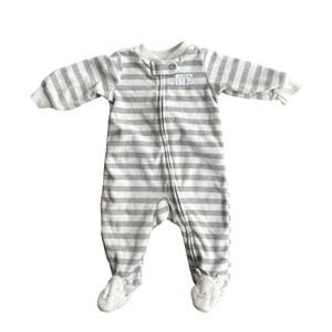 3M Baby Fleece Gray and White Striped Pajama Footie PJ